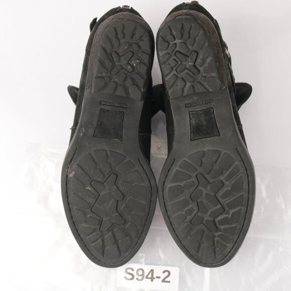 Born Womens Sylvia Boot Size 7.5 Black Suede Distressed Braided Strap Bootie - Picture 7 of 12